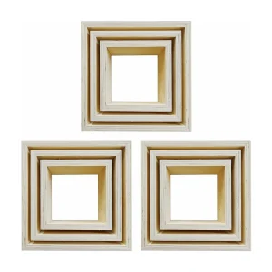 3 blokken van 3 kleine vierkante houten planken 22, 18 en 14 cm 3 blokken van 3 kleine vierkante houten planken 22, 18 en 14 cm