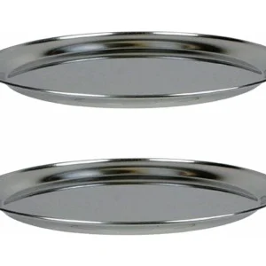 2 roestvrijstalen zeevruchtenschalen Ø 36 cm 2 roestvrijstalen zeevruchtenschalen Ø 36 cm