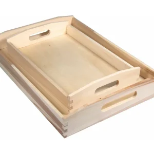 2 houten dienbladen om te decoreren 30 x 20 cm en 39 x 28 cm 2 houten dienbladen om te decoreren 30 x 20 cm en 39 x 28 cm