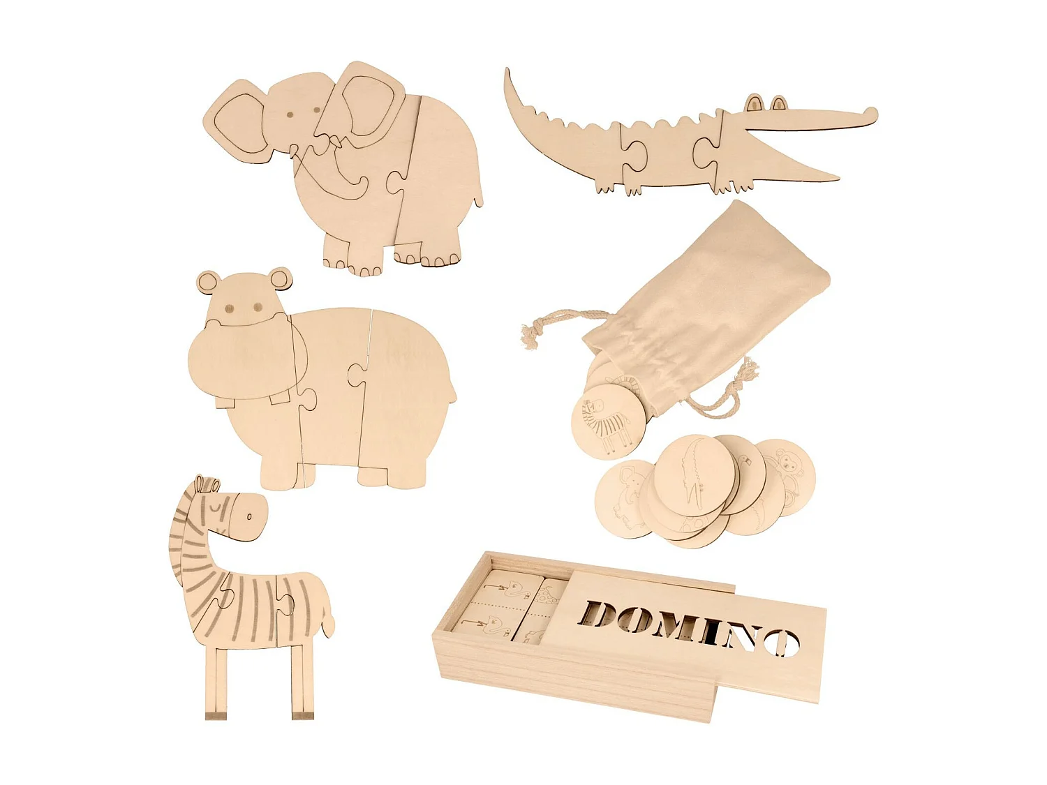 3 Houten Safari Kinderspellen