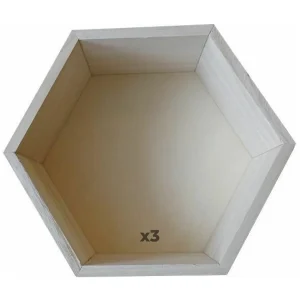 3 zeshoekige houten planken 36 x 31 x 10 cm 3 zeshoekige houten planken 36 x 31 x 10 cm