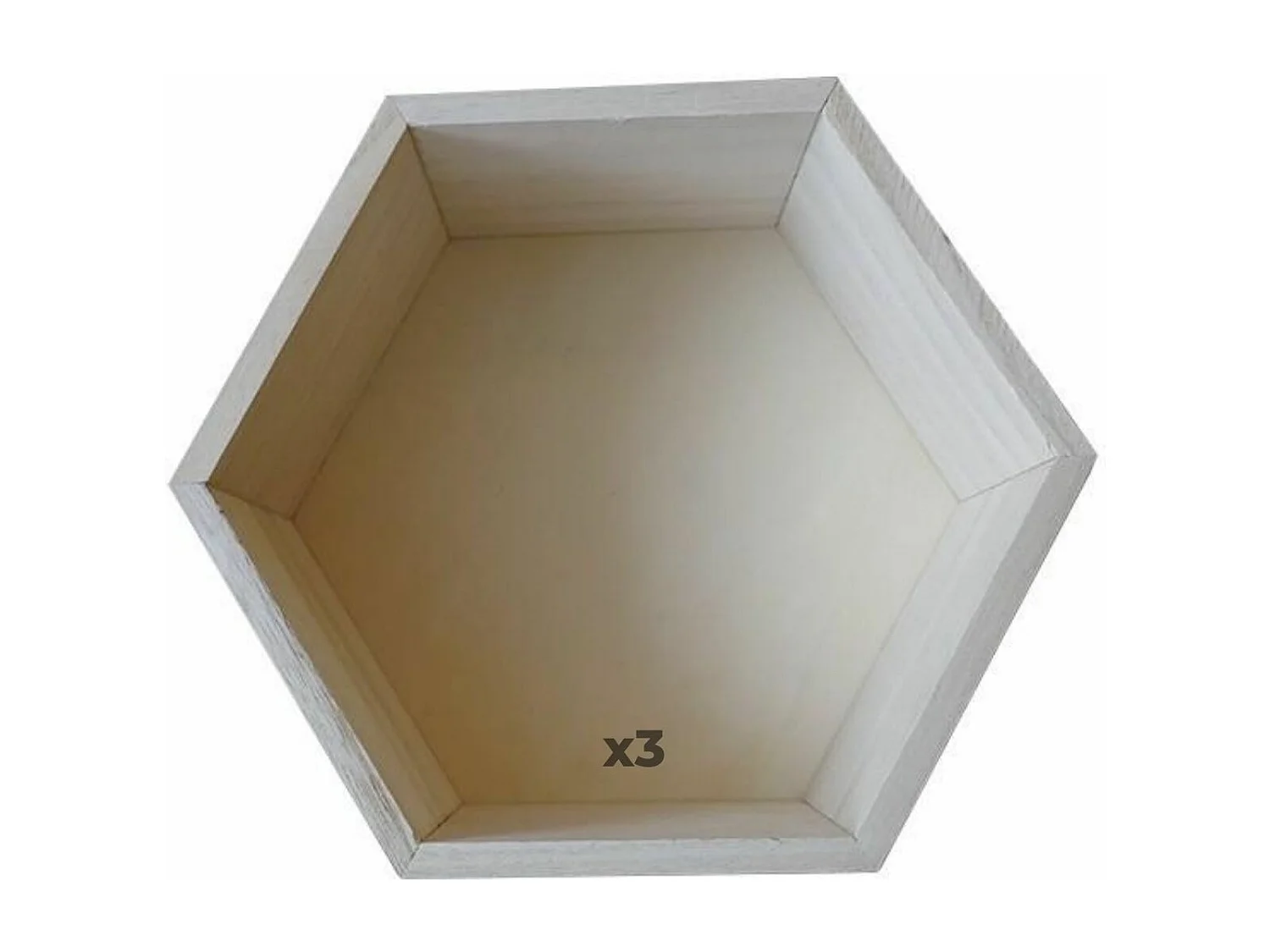 3 zeshoekige houten planken 24 x 21 x 10 cm