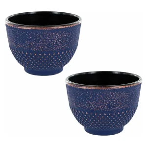 2 blauw en brons gietijzeren bekers – 0,15 L 2 blauw en brons gietijzeren bekers – 0,15 L