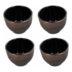 4 zwarte en bronzen gietijzeren bekers 0,15 L 4 zwarte en bronzen gietijzeren bekers 0,15 L