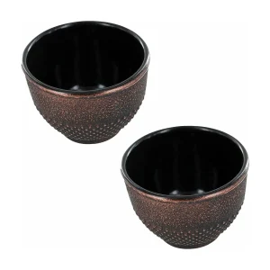 2 zwarte en bronzen gietijzeren bekers – 0,15 L 2 zwarte en bronzen gietijzeren bekers – 0,15 L