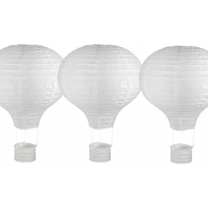 3 papieren lantaarns in de vorm van een luchtballon met metalen frame Ø 30 x 40 cm 3 papieren lantaarns in de vorm van een luchtballon met metalen frame Ø 30 x 40 cm