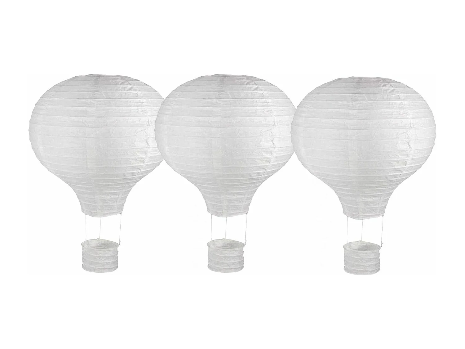 3 papieren lantaarns in de vorm van een luchtballon met metalen frame Ø 30 x 40 cm