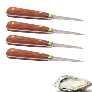 4 oesterlancetten met houten handvat 16 cm 4 oesterlancetten met houten handvat 16 cm