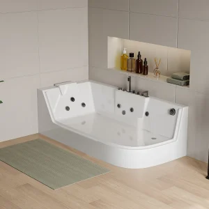 Massagebad met glazen wand ARIA – 1p – 263 l – linkse hoek- 170*80*57cm Massagebad met glazen wand ARIA – 1p – 263 l – linkse hoek- 170*80*57cm