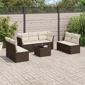 8-delige Loungeset met kussens poly rattan bruin 8-delige Loungeset met kussens poly rattan bruin