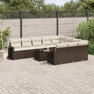 11-delige Loungeset met kussens poly rattan bruin 11-delige Loungeset met kussens poly rattan bruin