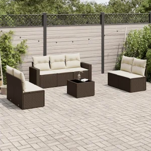 8-delige Loungeset met kussens poly rattan bruin 8-delige Loungeset met kussens poly rattan bruin