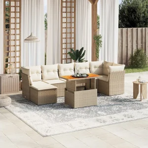 8-delige Loungeset met kussens poly rattan beige 8-delige Loungeset met kussens poly rattan beige