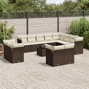 13-delige Loungeset met kussens poly rattan bruin 13-delige Loungeset met kussens poly rattan bruin