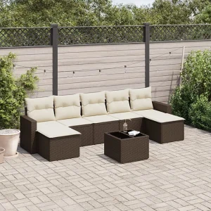 8-delige Loungeset met kussens poly rattan bruin 8-delige Loungeset met kussens poly rattan bruin
