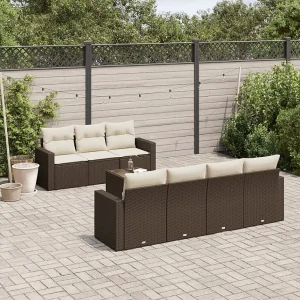 8-delige Loungeset met kussens poly rattan bruin 8-delige Loungeset met kussens poly rattan bruin