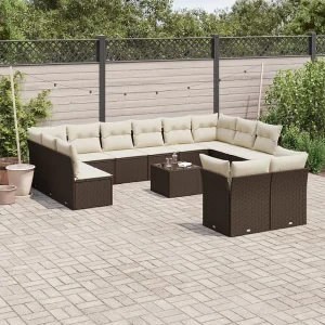 13-delige Loungeset met kussens poly rattan bruin 13-delige Loungeset met kussens poly rattan bruin