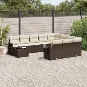 11-delige Loungeset met kussens poly rattan bruin 11-delige Loungeset met kussens poly rattan bruin