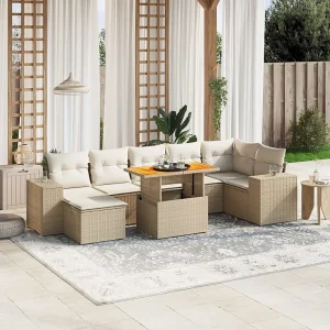 8-delige Loungeset met kussens poly rattan beige 8-delige Loungeset met kussens poly rattan beige