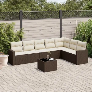 8-delige Loungeset met kussens poly rattan bruin 8-delige Loungeset met kussens poly rattan bruin