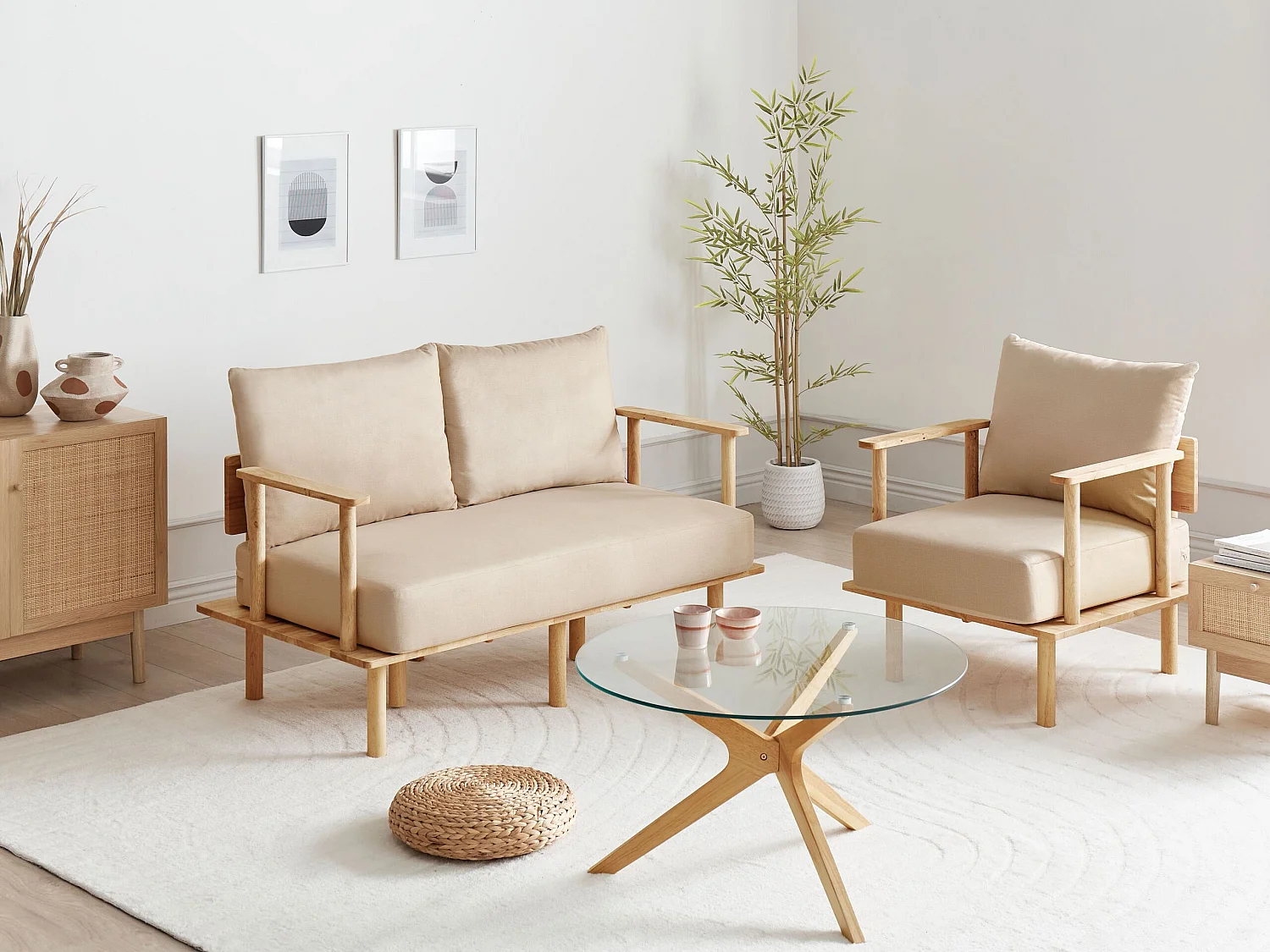 Bankenset ASKER Stof Zandbeige 3-zitter