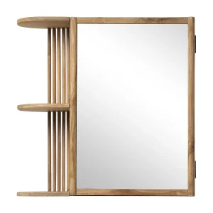 Badkamerwandkast van teak met spiegel en nissen – Naturel – CIMAHI – Koop nu online Badkamerwandkast van teak met spiegel en nissen – Naturel – CIMAHI – Koop nu online
