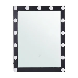 Badkamerspiegel met LED zwart 50 x 60 cm ODENAS Badkamerspiegel met LED zwart 50 x 60 cm ODENAS