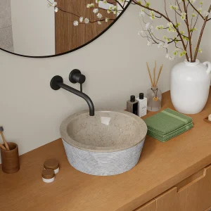 Badkamerwastafel van marmer MARBLE – Kleur crème Badkamerwastafel van marmer MARBLE – Kleur crème