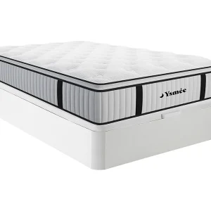 Bedbodem met opbergruimte, wit, matras met pocketveren 28 cm AMERICAN DREAM, 140 x 200 cm.