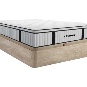 Bedbodem met opbergruimte, licht naturel, matras met pocketveren 28 cm AMERICAN DREAM, 140 x 200 cm.