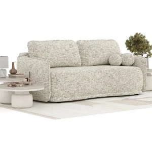 Bank met slaapfunctie van geweven stof Mitsis – 3 plaatsen – beige