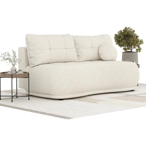 Bank met slaapfunctie van boucle stof Cirrus – 3 plaatsen – creme Bank met slaapfunctie van boucle stof Cirrus – 3 plaatsen – creme