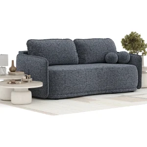 Bank met slaapfunctie van geweven stof Mitsis – 3 plaatsen – marineblauw