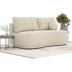 Bank met slaapfunctie van boucle stof Cirrus – 3 plaatsen – beige Bank met slaapfunctie van boucle stof Cirrus – 3 plaatsen – beige