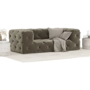 Bank van fluwelen stof Cosimo – 2 plaatsen – taupe