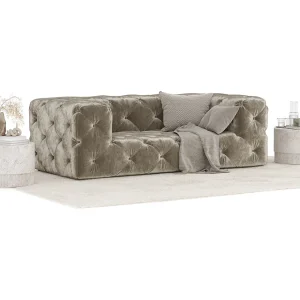 Bank van chenillestof Cosimo – 2 plaatsen – beige Bank van chenillestof Cosimo – 2 plaatsen – beige