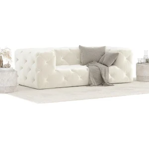 Bank van fluwelen stof Cosimo – 2 plaatsen – creme Bank van fluwelen stof Cosimo – 2 plaatsen – creme