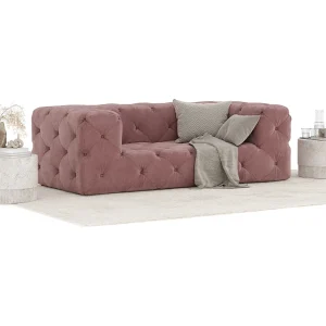 Bank van fluwelen stof Cosimo – 2 plaatsen – roze