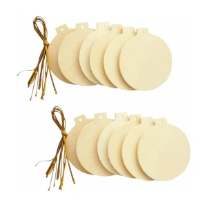 12 platte houten kerstballen om op te hangen 6 cm 12 platte houten kerstballen om op te hangen 6 cm