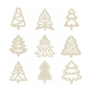 27 mini houten decoraties – dennenbomen