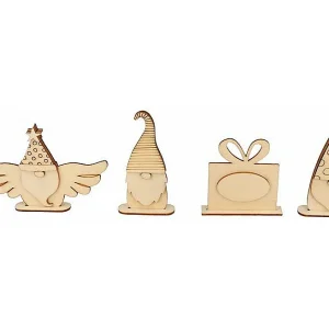 4 houten kerstsilhouetten om in elkaar te zetten