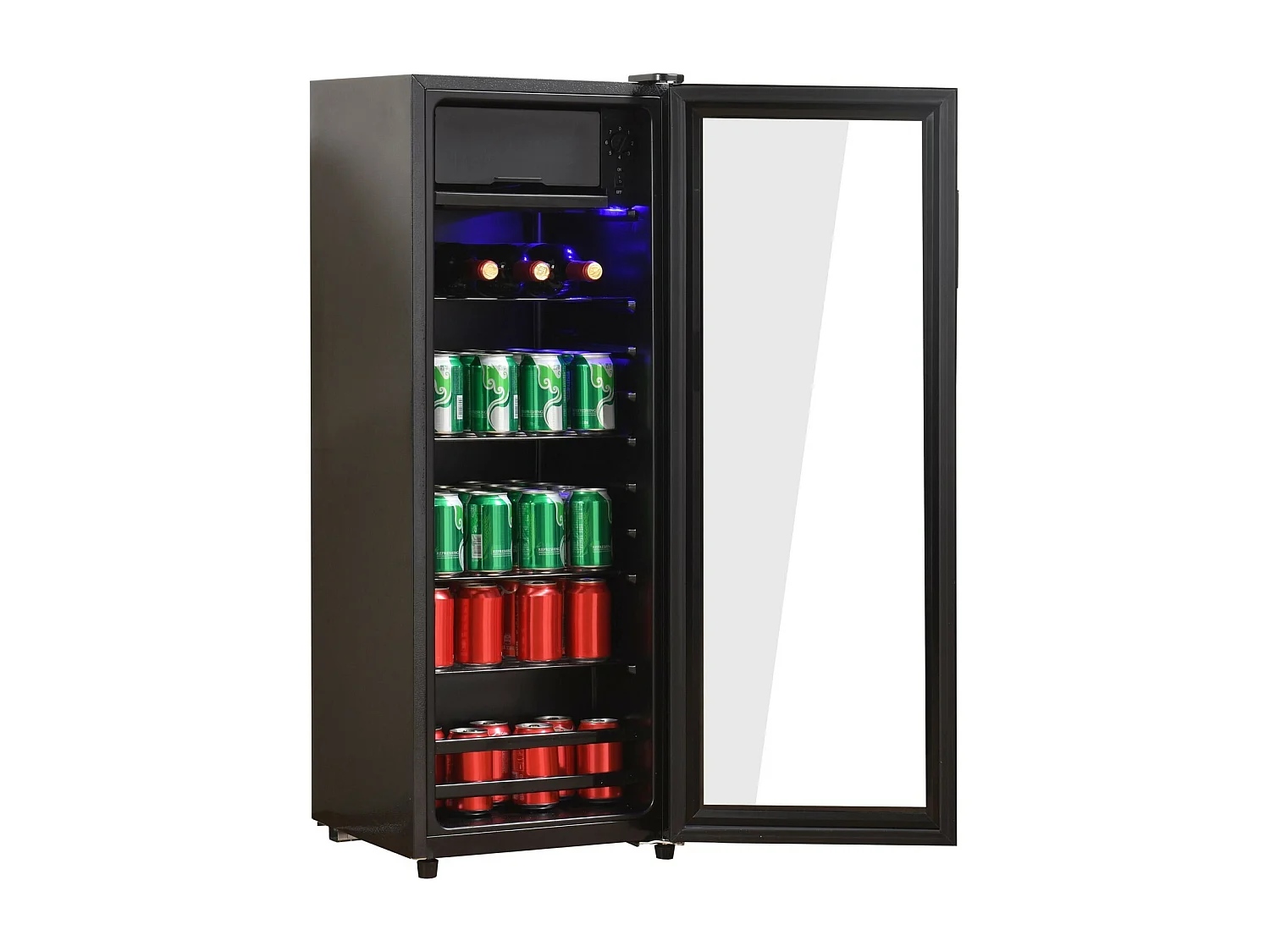 128L koelkast, met 3 verstelbare planken en glazen deur, -10 ° C bij 10 ° C, 90 kWh/jaar, energie -efficiëntie F, 40x41x109,5 cm