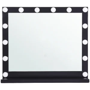 Badkamerspiegel met LED zwart 60 x 50 cm BEAUVOIR Badkamerspiegel met LED zwart 60 x 50 cm BEAUVOIR