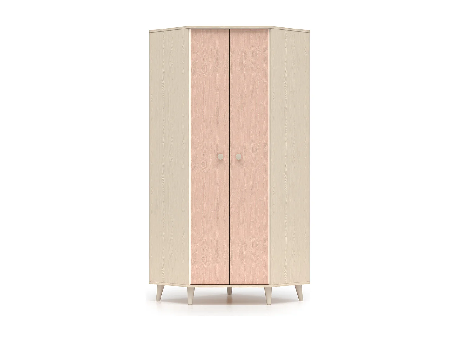 Alycia Beige en Roze 2-deurs hoekkast