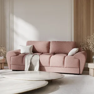 Bank van geweven stof Peebles – 3 plaatsen – roze Bank van geweven stof Peebles – 3 plaatsen – roze