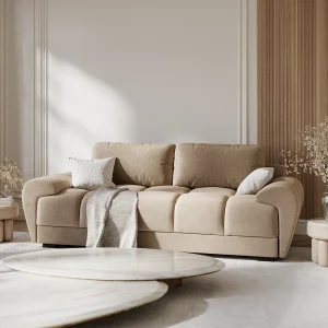 Bank van fluwelen stof Peebles – 3 plaatsen – beige