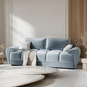 Bank van fluwelen stof Peebles – 3 plaatsen – blauw