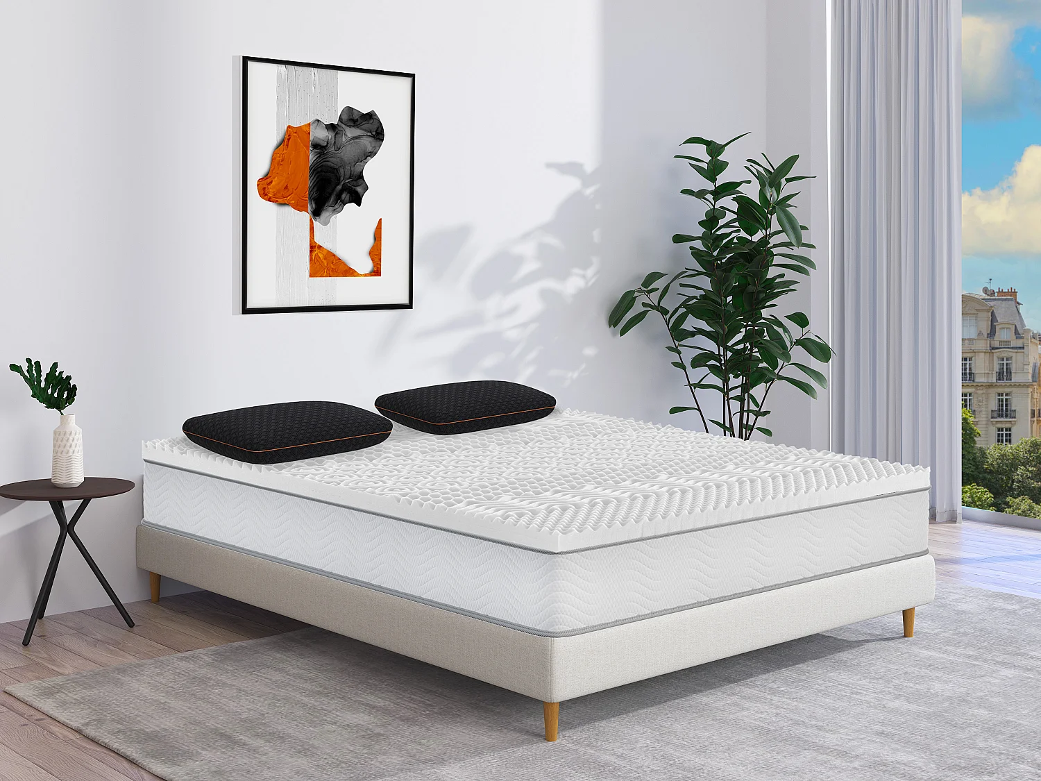 Ademend hoofdkussen met vormgeheugen op basis van koolstof, 40 x 60 cm, zwart, BALDIA