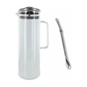 1,5 liter ijsthee karaf + roestvrijstalen rietje met filter 1,5 liter ijsthee karaf + roestvrijstalen rietje met filter