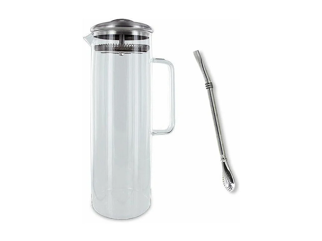 1,5 liter ijsthee karaf + roestvrijstalen rietje met filter